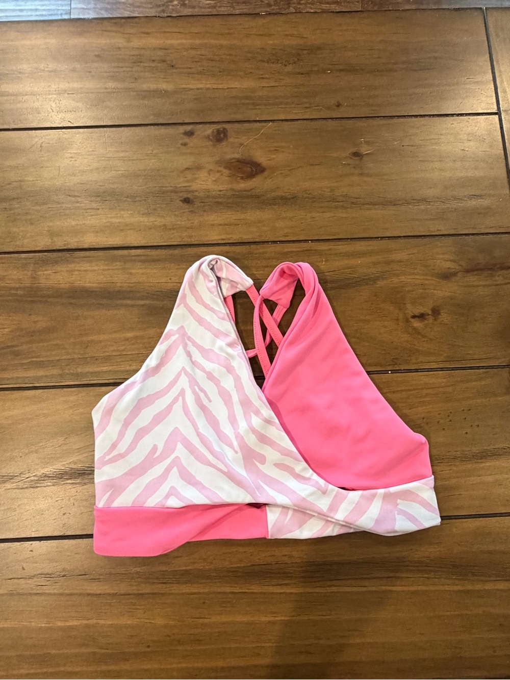 Teen Small Five the Label Teen Pink Zebra-Print Dance Top with Cross-Back Straps
